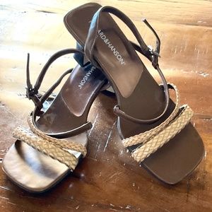 Hillary & Hanson Women’s Tan & Brown Strappy Sandals sz 9.5 Med.